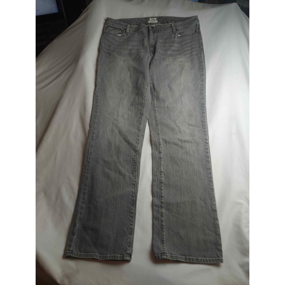 LL Bean Favorite Fit Gray Straight Leg Jeans Womens 16 MT Denim Pants